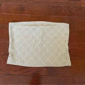 Eyelet Strapless Top in sage green